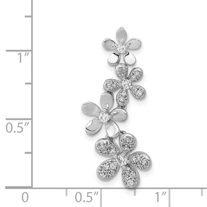 14K Weißgold 3/8ct. Echt Diamant Blumen Kette Anhänger