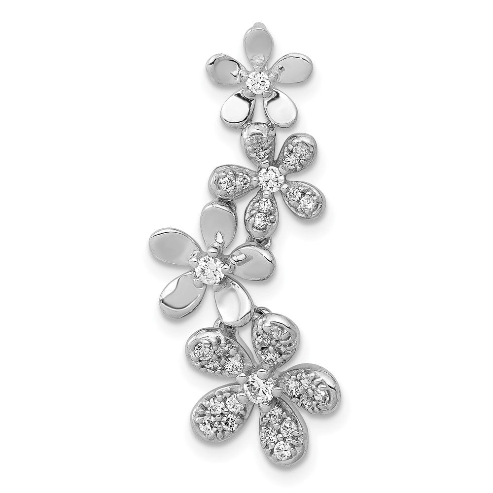 14K Weißgold 3/8ct. Echt Diamant Blumen Kette Anhänger