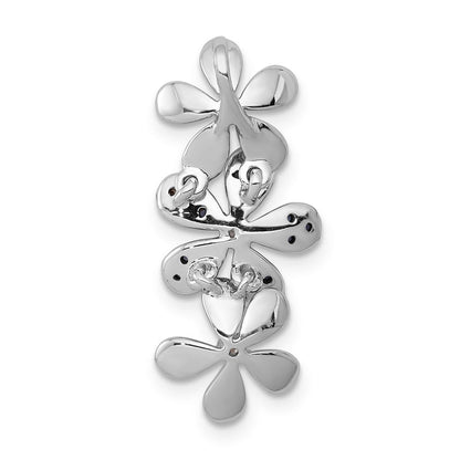14k Weißgold Anhänger mit 3 Blumen, echten Diamanten und Saphiren