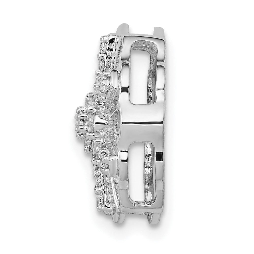 14K Weißgold 1/5ct. Echt Diamant Fantasie Blumen Kette Anhänger