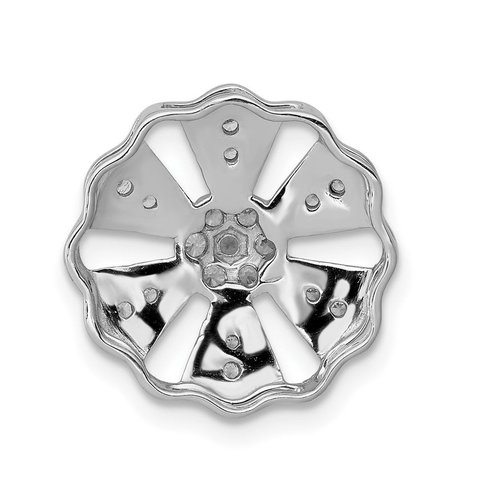 14K Weißgold 1/5ct. Echt Diamant Fantasie Blumen Kette Anhänger