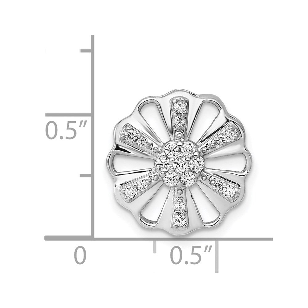 14K Weißgold 1/5ct. Echt Diamant Fantasie Blumen Kette Anhänger