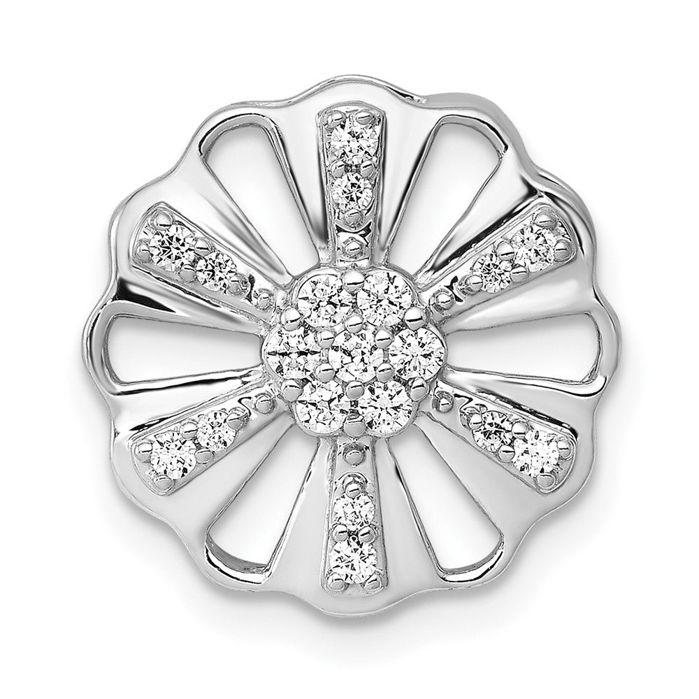 14K Weißgold 1/5ct. Echt Diamant Fantasie Blumen Kette Anhänger