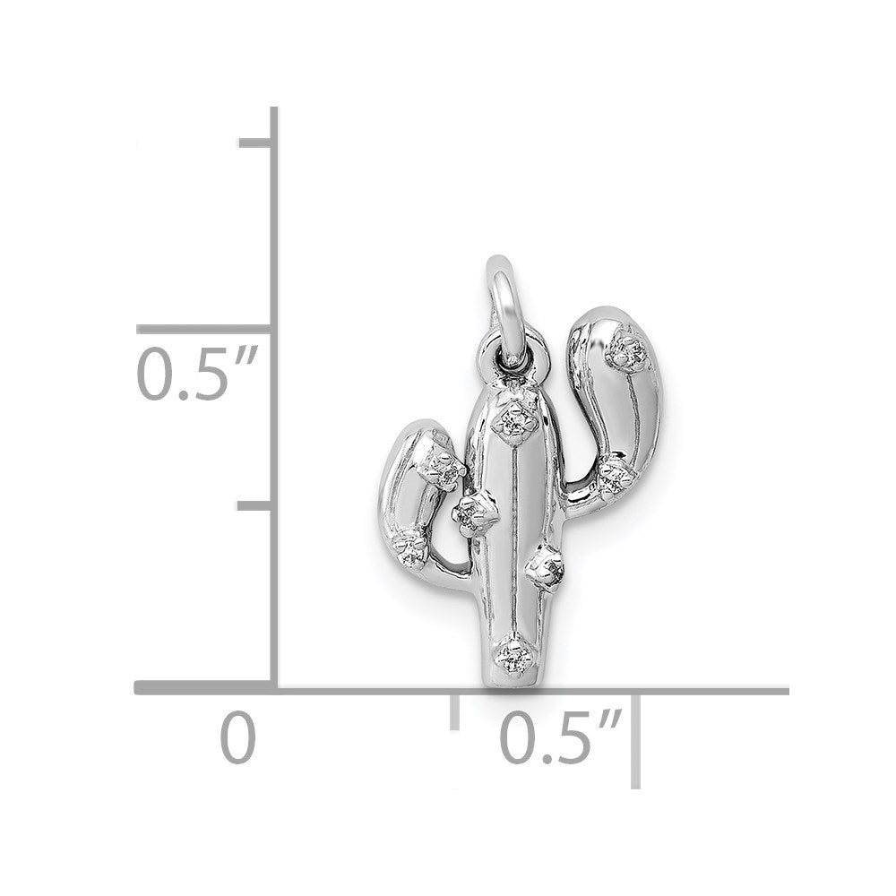 14k Weißgold Anhänger Kaktus mit 0,03 ct. echtem Diamant