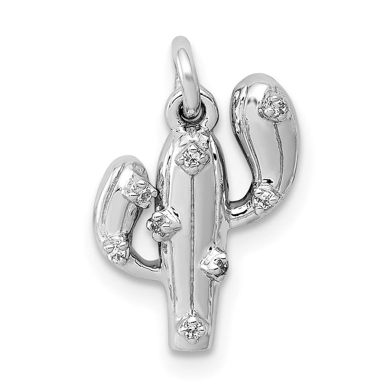 14k Weißgold Anhänger Kaktus mit 0,03 ct. echtem Diamant
