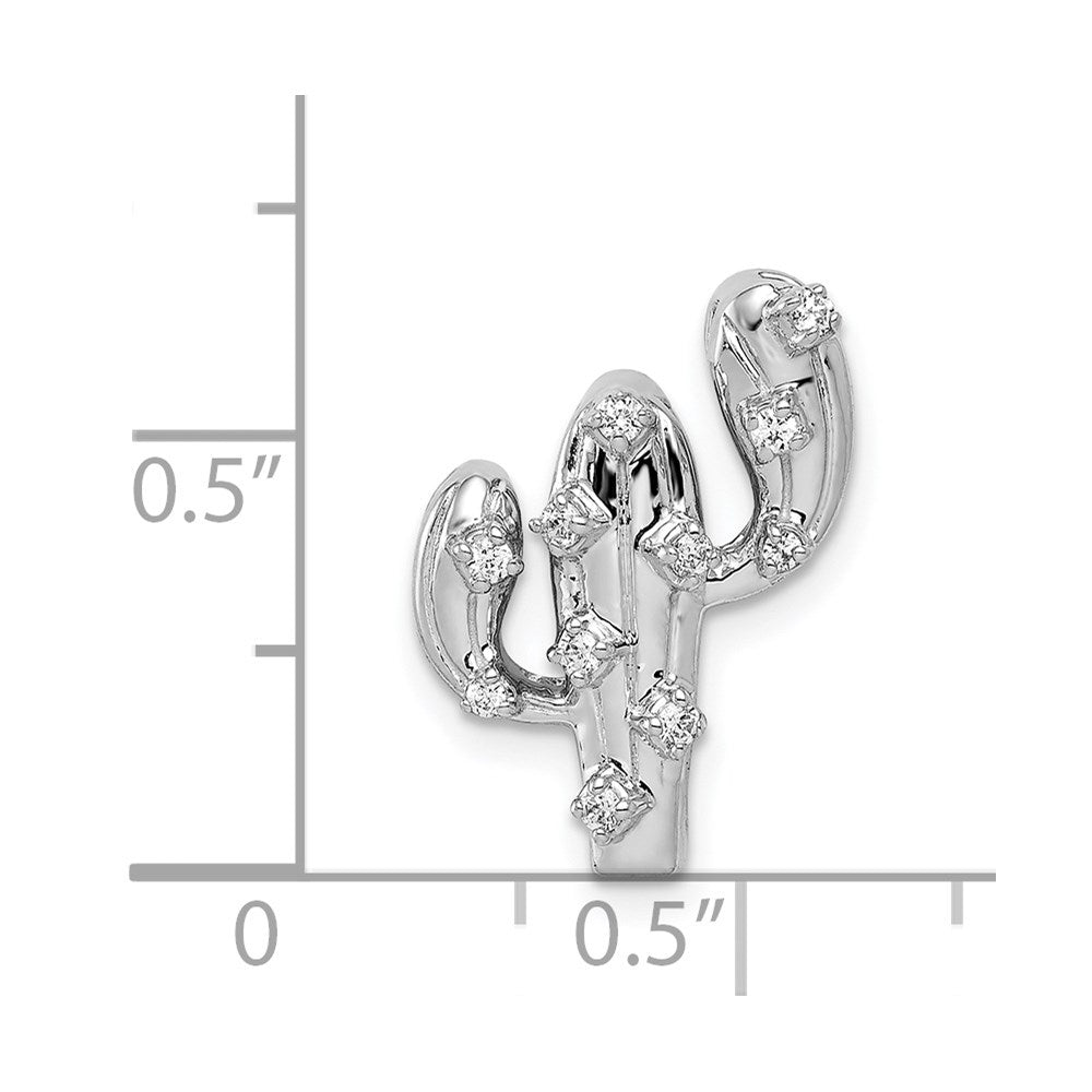 14K Weißgold Kaktus-Anhänger mit 0,10 ct. echten Diamanten