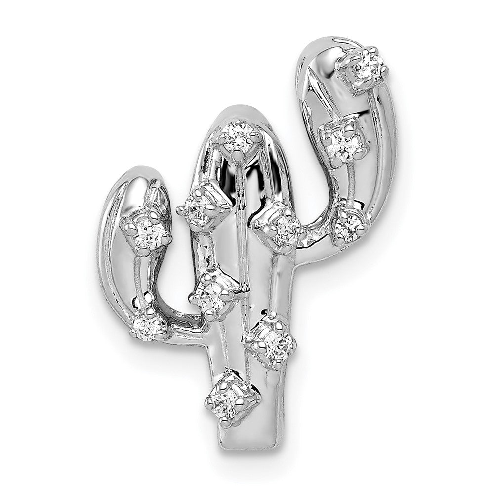 14K Weißgold Kaktus-Anhänger mit 0,10 ct. echten Diamanten