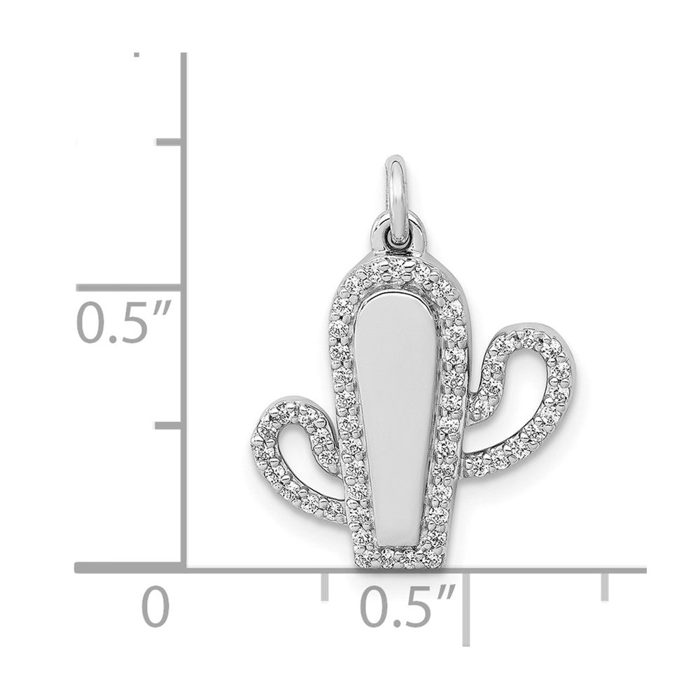 14 Karat Weißgold Anhänger Kaktus mit 0,2 ct. echtem Diamant