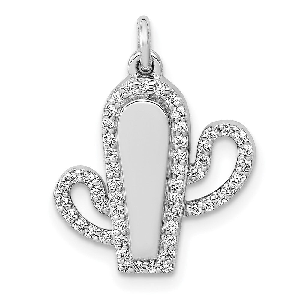 14 Karat Weißgold Anhänger Kaktus mit 0,2 ct. echtem Diamant