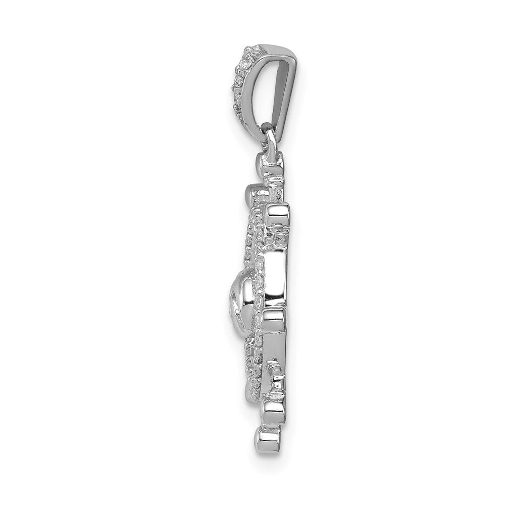 14K Weißgold 0,17 ct. Echter Diamant Schiffssteuerrad-Anhänger