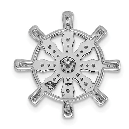 14K Weißgold 0,2 ct. Echter Diamant Schiffsrad-Anhänger