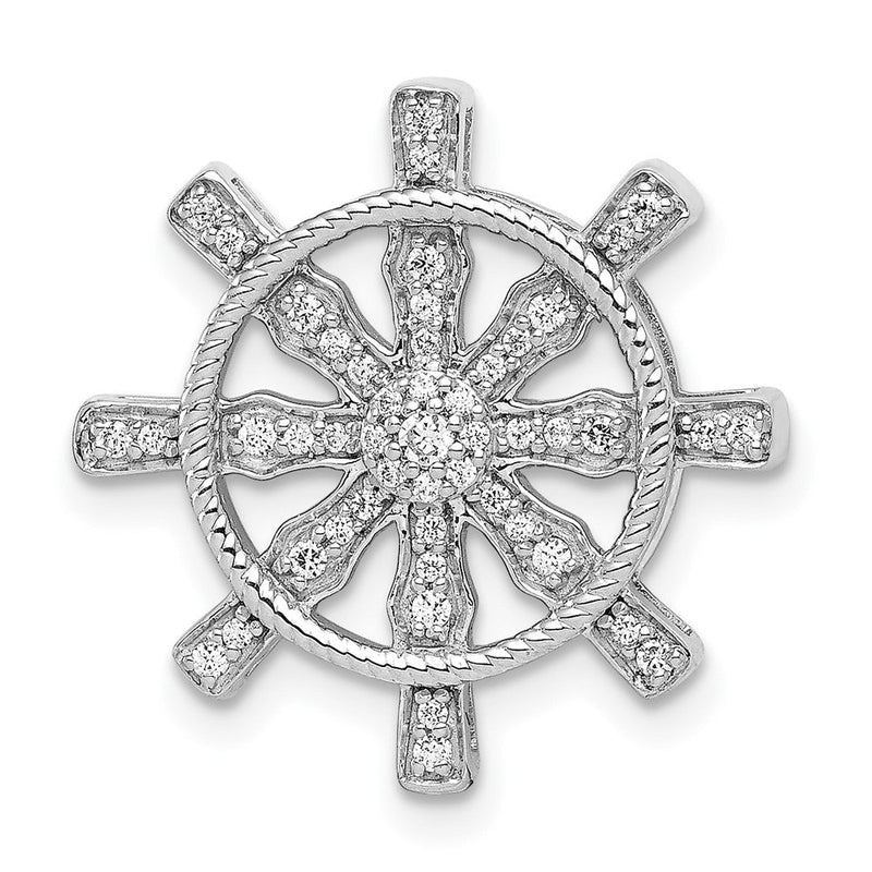 14K Weißgold 0,2 ct. Echter Diamant Schiffsrad-Anhänger