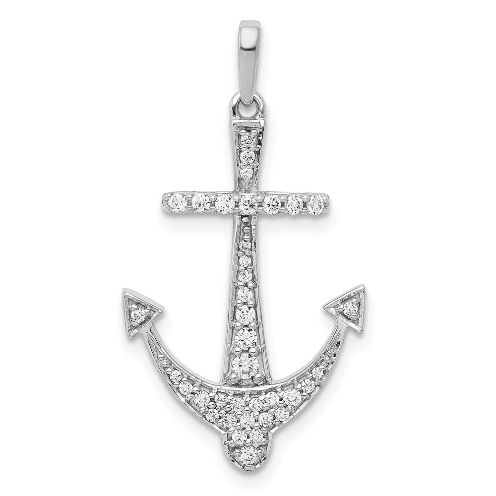 14k Weißgold Anhänger mit 0,25 ct. echten Diamanten in Anker-Design