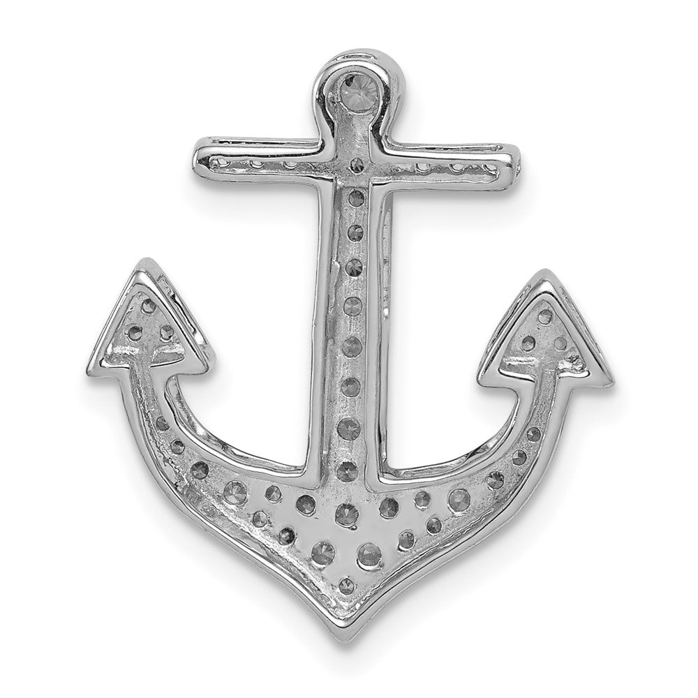 14K Weißgold 1/4ct. Echt Diamant Anker Kette Anhänger