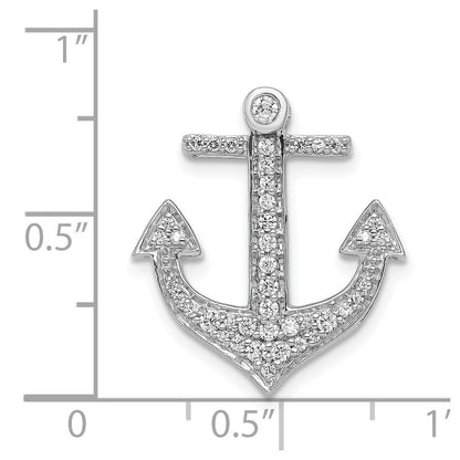 14K Weißgold 1/4ct. Echt Diamant Anker Kette Anhänger