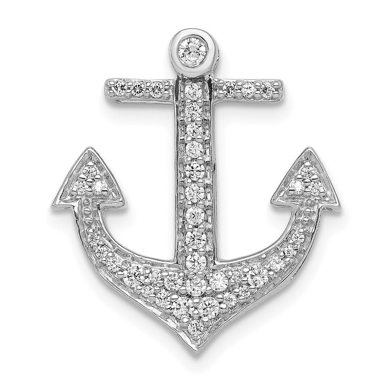 14K Weißgold 1/4ct. Echt Diamant Anker Kette Anhänger