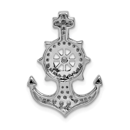 14K Weißgold Echt Diamant Mariners Anker Kette Anhänger