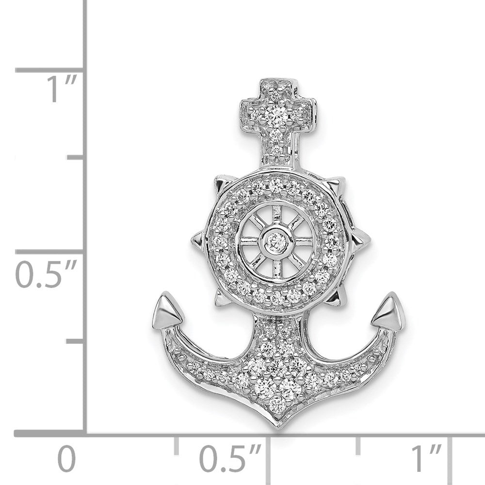 14K Weißgold Echt Diamant Mariners Anker Kette Anhänger