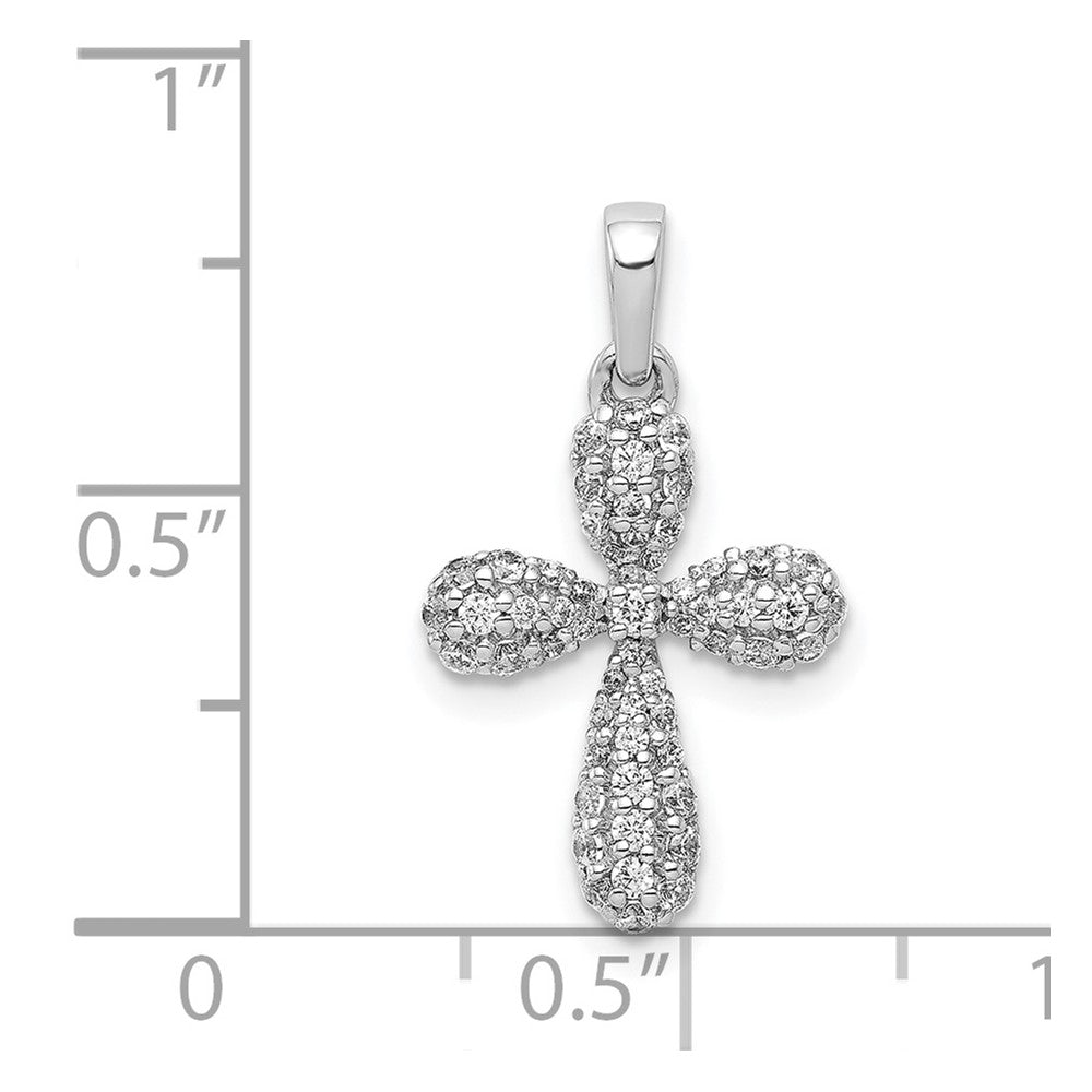 14K Weißgold Kreuzanhänger mit 0,33 ct. echten Diamanten
