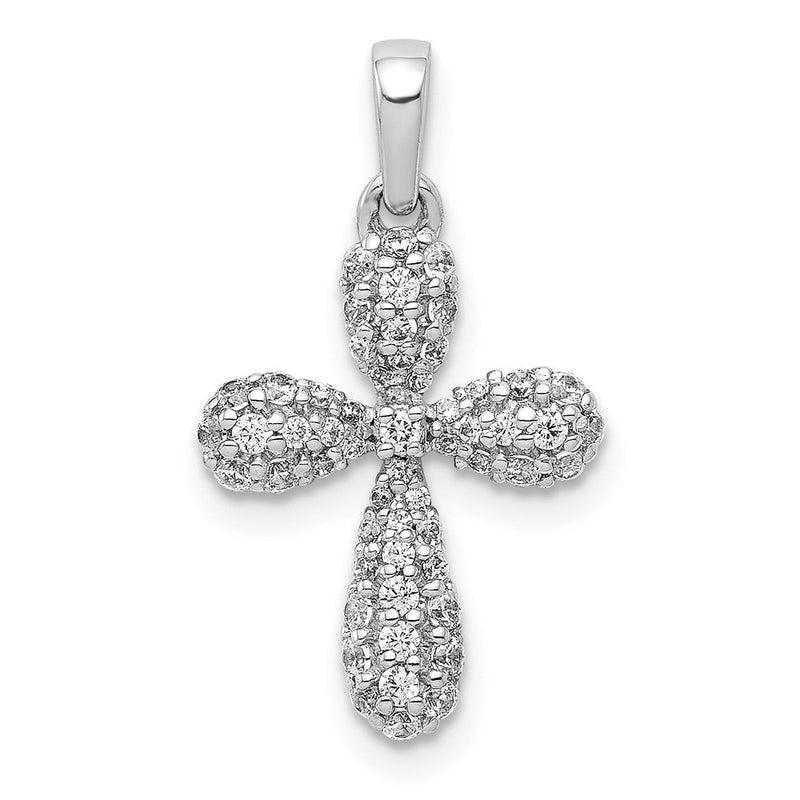 14K Weißgold Kreuzanhänger mit 0,33 ct. echten Diamanten