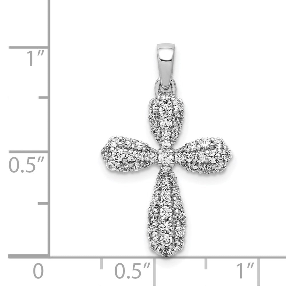 14K Weißgold Kreuzanhänger mit 0,625 ct. echten Diamanten