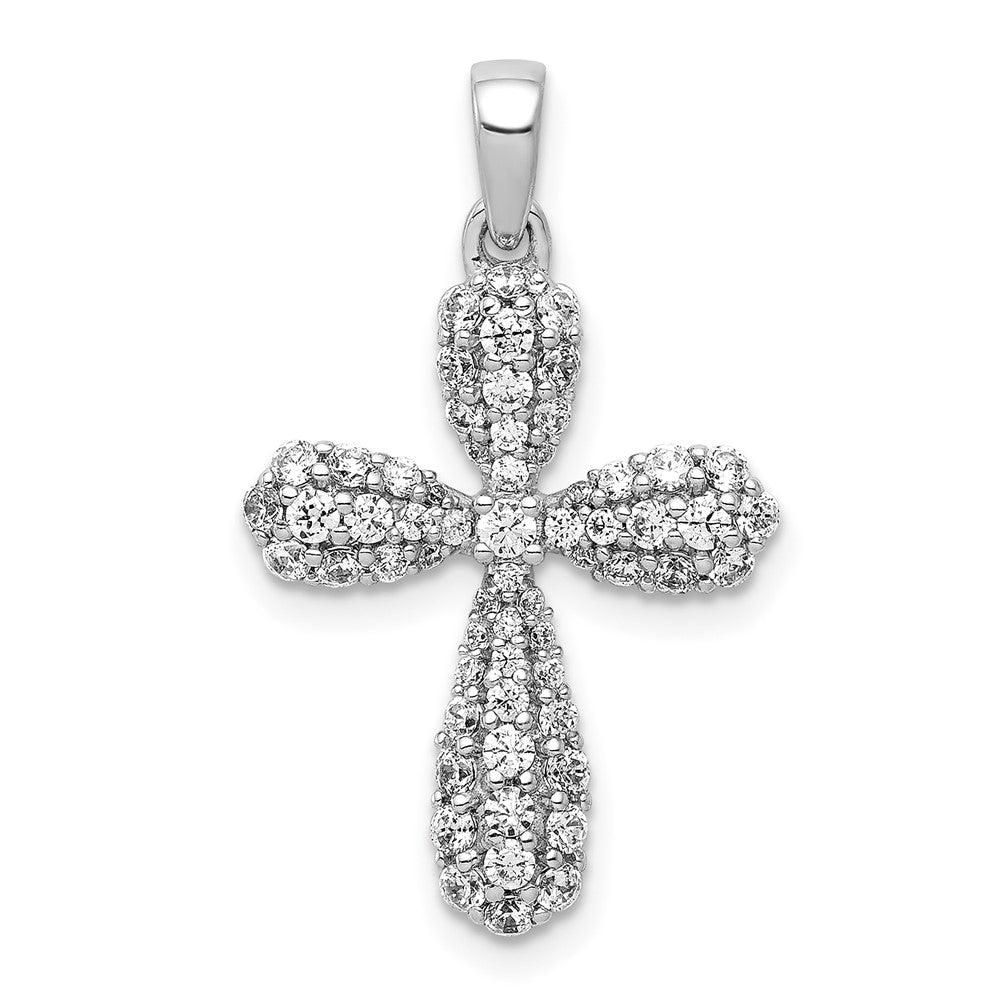 14K Weißgold Kreuzanhänger mit 0,625 ct. echten Diamanten