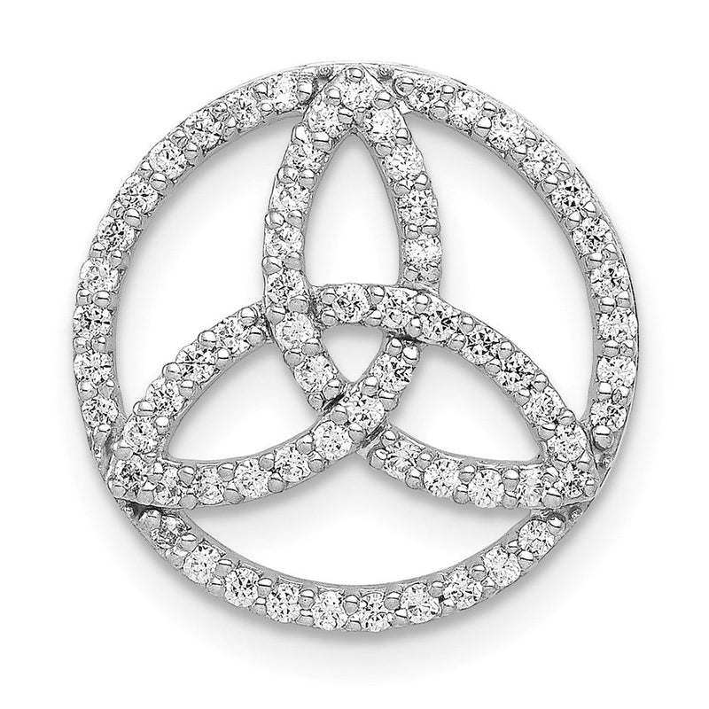14K Weißgold Echt Diamant Keltisch Kreis Kette Anhänger