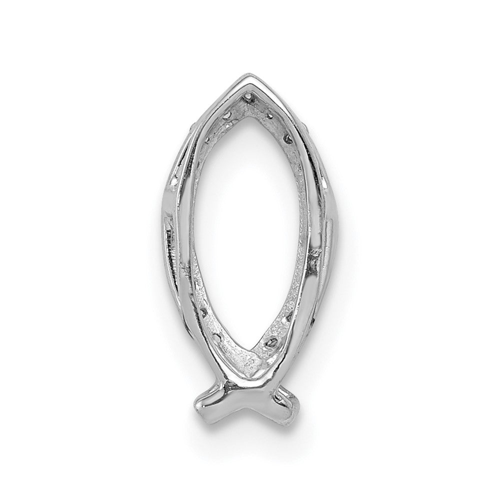 14K Weißgold 1/15ct. Echt Diamant Ichthus Kette Anhänger