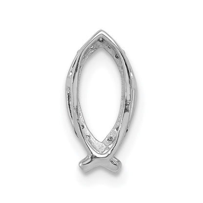 14K Weißgold 1/15ct. Echt Diamant Ichthus Kette Anhänger