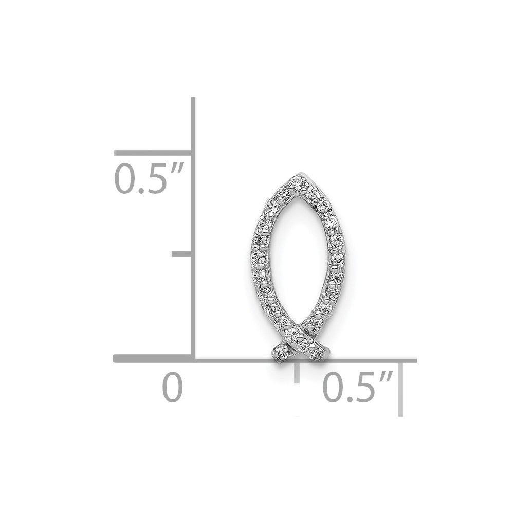 14K Weißgold 1/15ct. Echt Diamant Ichthus Kette Anhänger