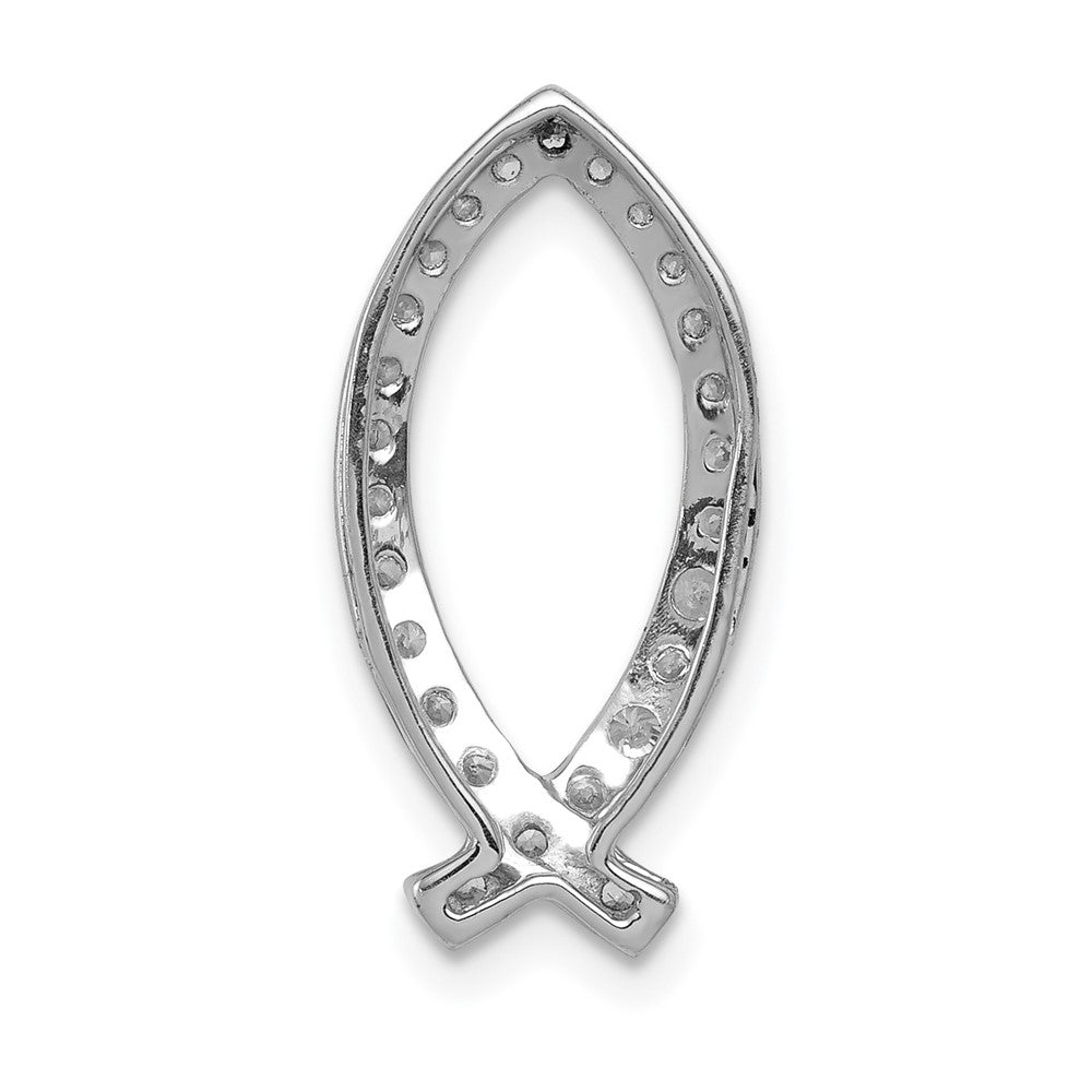 14K Weißgold 1/3ct. Echt Diamant Ichthus Kette Anhänger