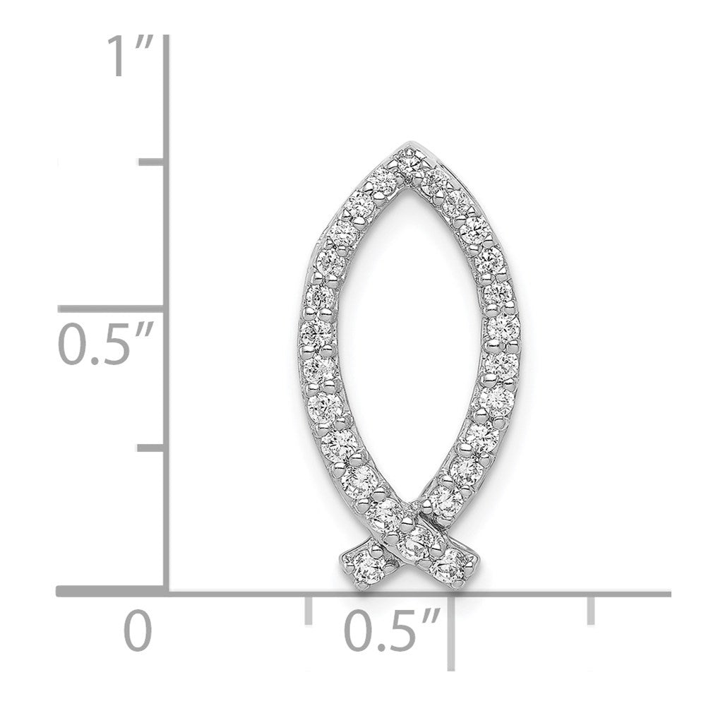 14K Weißgold 1/3ct. Echt Diamant Ichthus Kette Anhänger