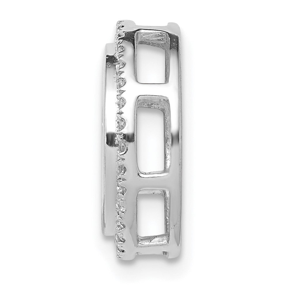 14K Weißgold 1/15ct. Echt Diamant Kreis und Kreuz Kette Anhänger
