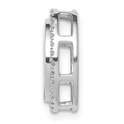 14K Weißgold 1/15ct. Echt Diamant Kreis und Kreuz Kette Anhänger