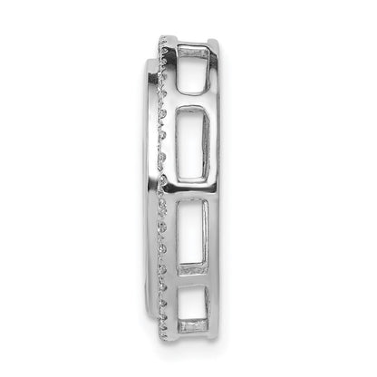 14K Weißgold 1/20ct. Echt Diamant Kreis & Kreuz Kette Anhänger
