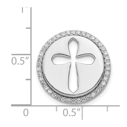14K Weißgold 1/20ct. Echt Diamant Kreis & Kreuz Kette Anhänger