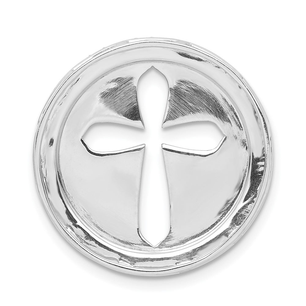 14K Weißgold 3/8ct. Echt Diamant Kreis & Kreuz Kette Anhänger