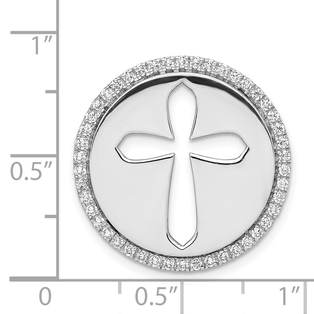 14K Weißgold 3/8ct. Echt Diamant Kreis & Kreuz Kette Anhänger