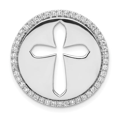 14K Weißgold 3/8ct. Echt Diamant Kreis & Kreuz Kette Anhänger