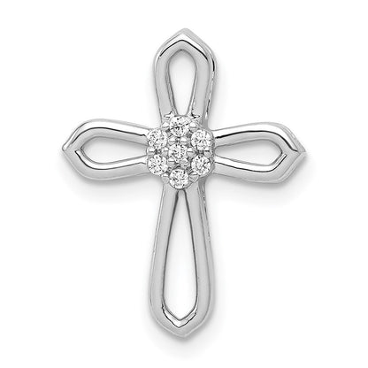 14 Karat Weißgold Kreuzanhänger mit 0,05 ct. echten Diamanten