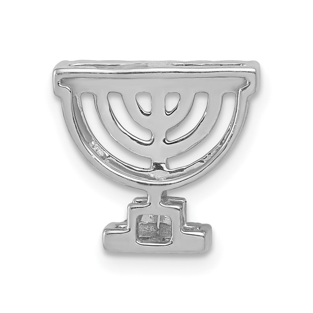 14K Weißgold Echt Diamant Menorah Kette Anhänger