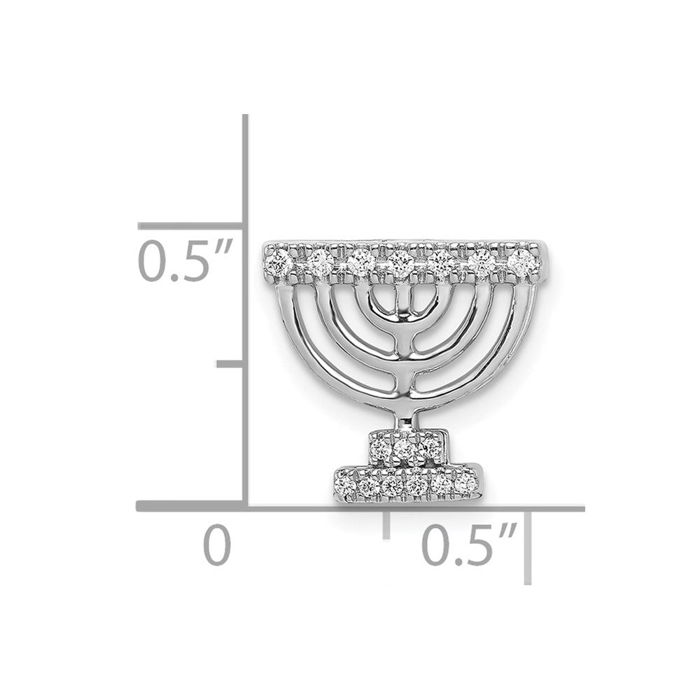 14K Weißgold Echt Diamant Menorah Kette Anhänger