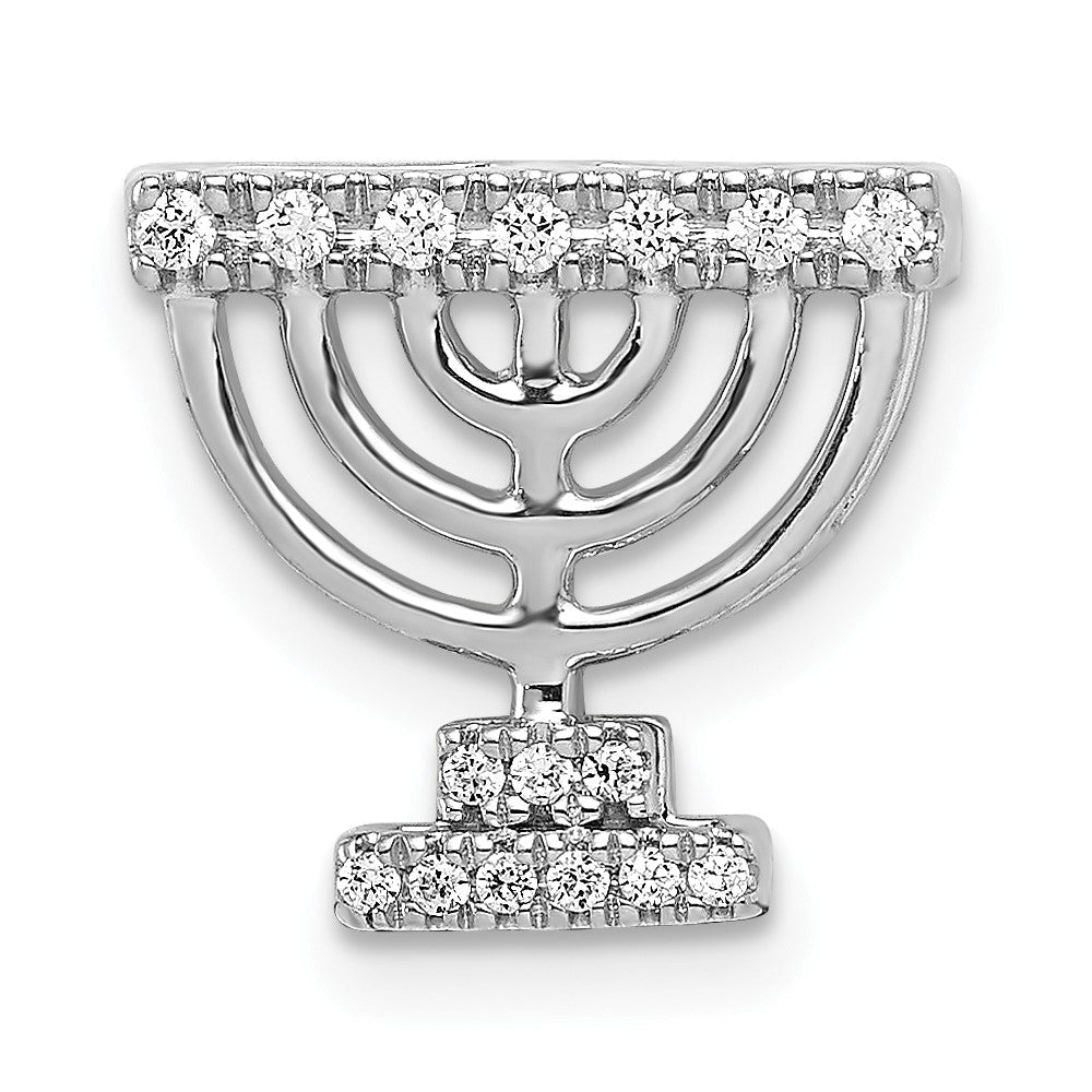 14K Weißgold Echt Diamant Menorah Kette Anhänger
