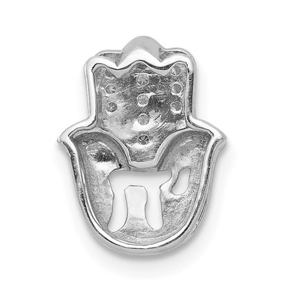 14K Weißgold 1/20ct. Echt Diamant Chai auf Hamsa Kette Anhänger