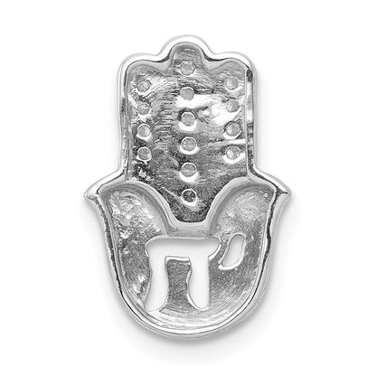 14K Weißgold 1/15ct. Echt Diamant Chai auf Hamsa Kette Anhänger