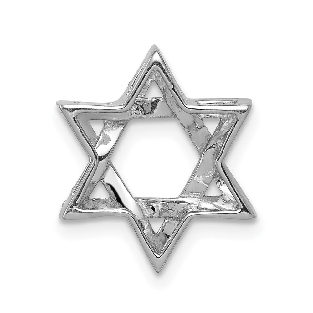 14K Weißgold 1/8ct. Echt Diamant Stern Of David Kette Anhänger