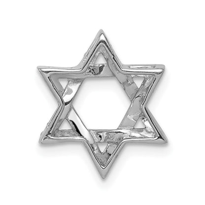 14K Weißgold 1/8ct. Echt Diamant Stern Of David Kette Anhänger