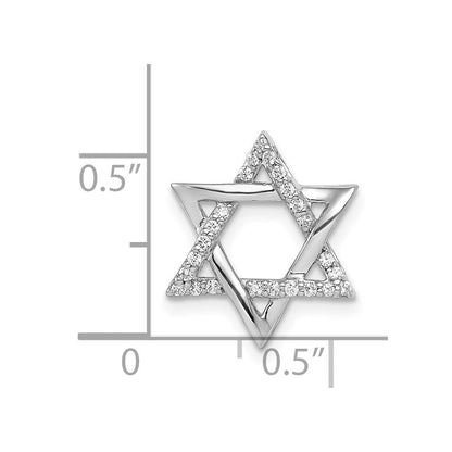 14K Weißgold 1/8ct. Echt Diamant Stern Of David Kette Anhänger