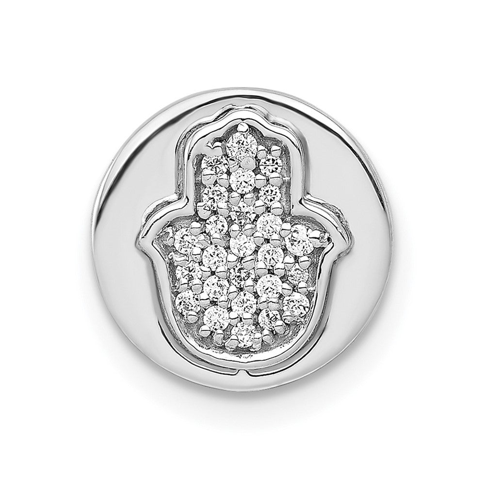 14K Weißgold 1/10ct. Echt Diamant Hamsa Kette Anhänger