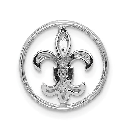 14K Weißgold.01ct. Diamant Fleur De Lis Kette Anhänger